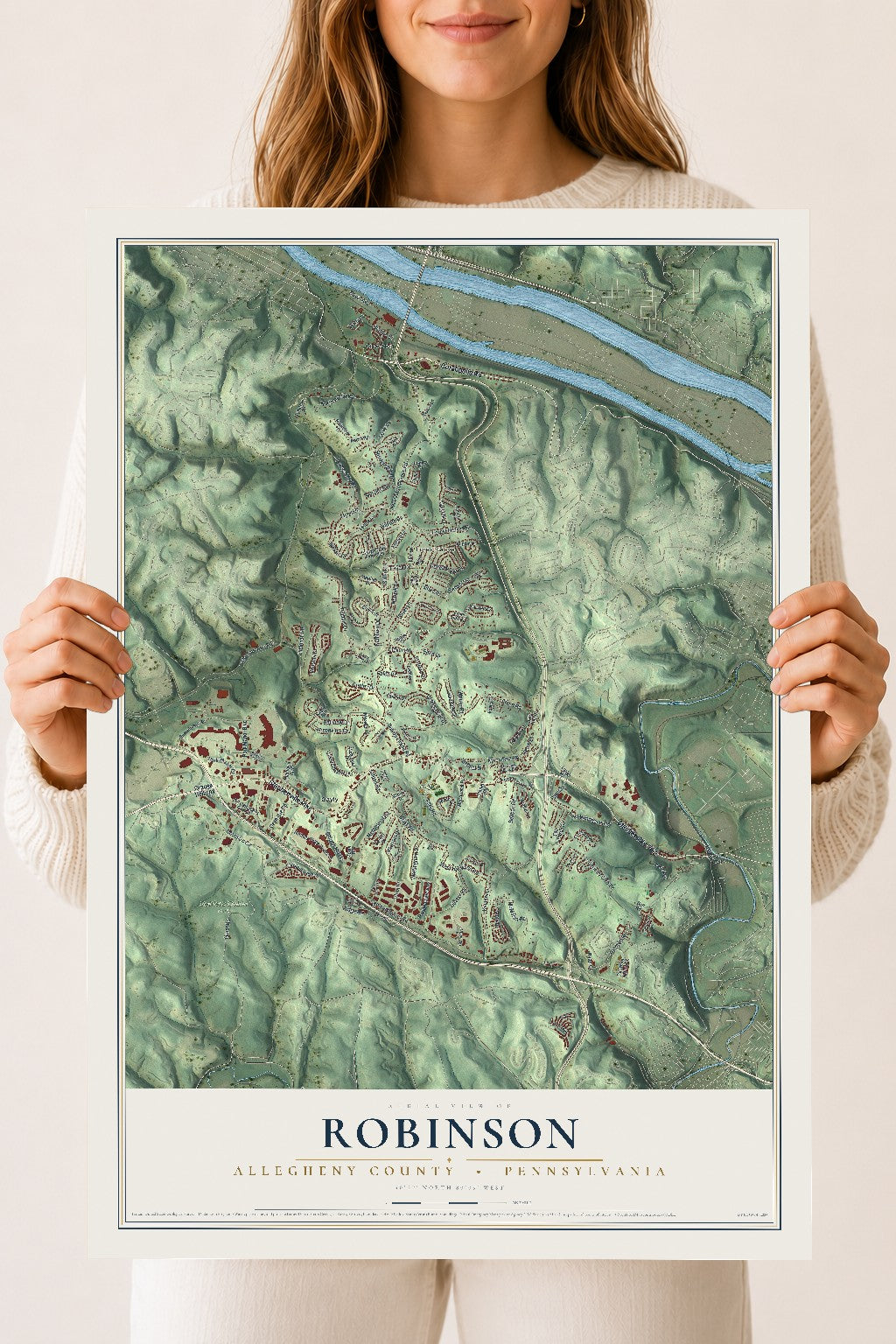 Map of Robinson, Allegheny County, Pennsylvania, 18 x 24 inch unframed archival matte print