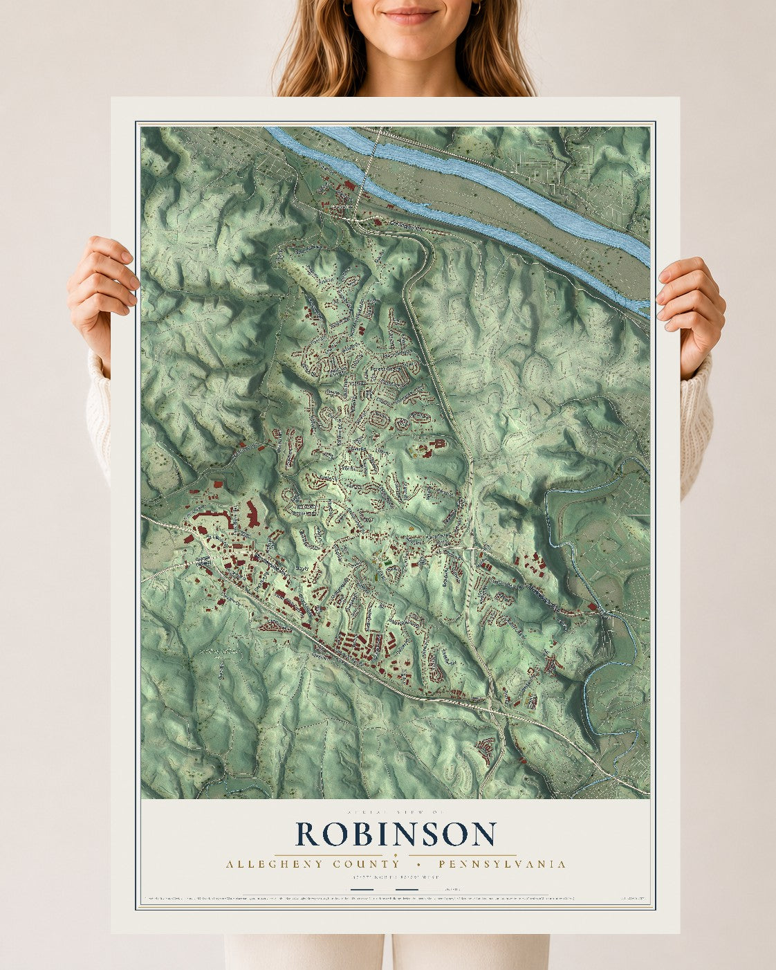 Map of Robinson, Allegheny County, Pennsylvania, 24 x 36 inch unframed archival matte print