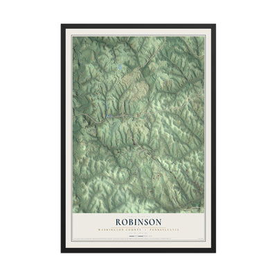 Map of Robinson, Washington County, Pennsylvania, 12 x 18 inch print in a black wood frame