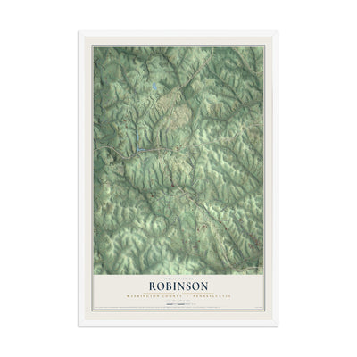 Map of Robinson, Washington County, Pennsylvania, 12 x 18 inch print in a white wood frame