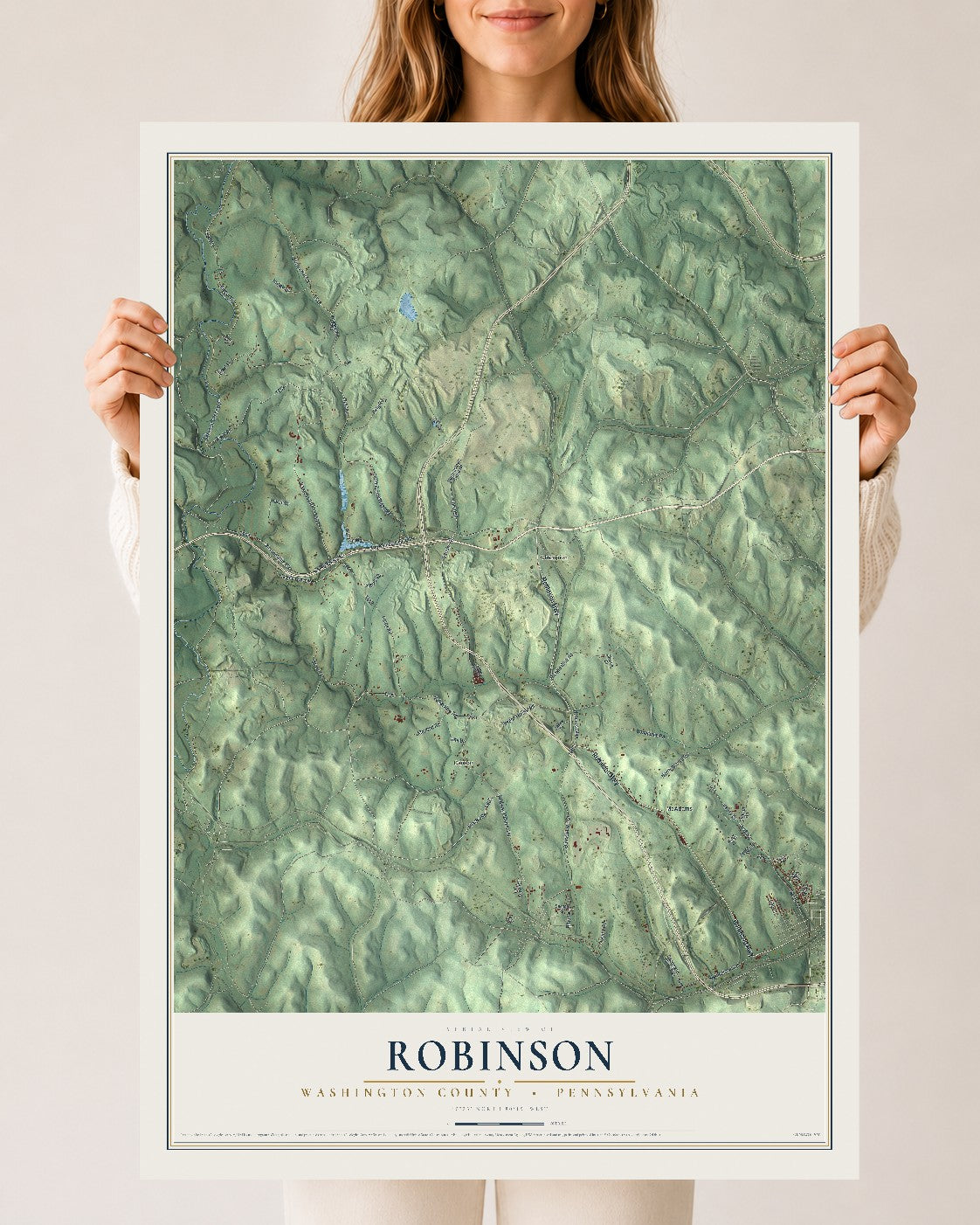 Map of Robinson, Washington County, Pennsylvania, 24 x 36 inch unframed archival matte print