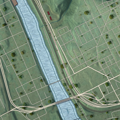 Close-up of the map of Rochester, Beaver County, Pennsylvania print showing street and building detail