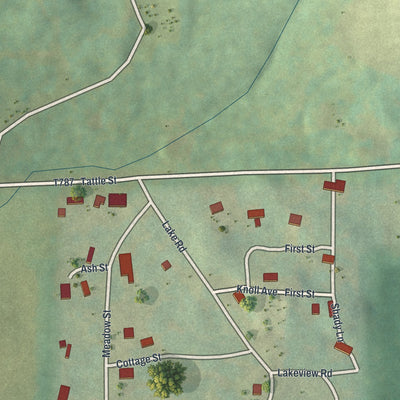 Close-up of the map of Rockdale Acres, Pennsylvania print showing street and building detail
