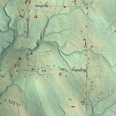 Second close-up of the map of Rockdale, Pennsylvania print showing more streets and buildings
