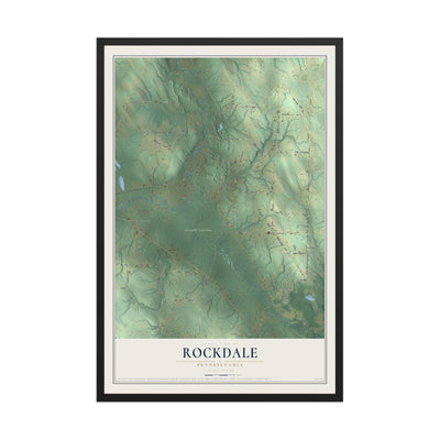 Map of Rockdale, Pennsylvania, 12 x 18 inch print in a black wood frame