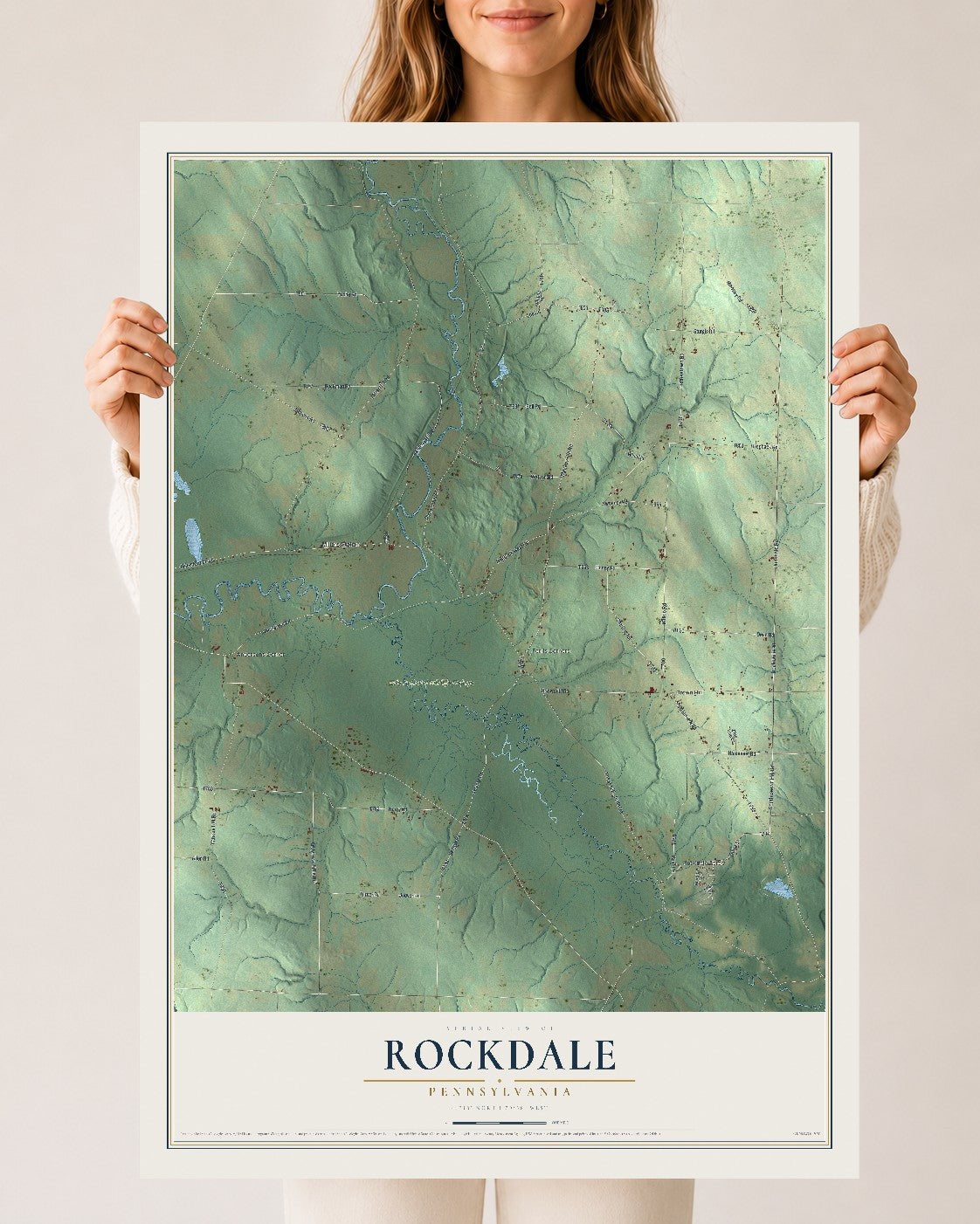Map of Rockdale, Pennsylvania, 24 x 36 inch unframed archival matte print