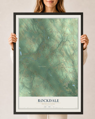 Map of Rockdale, Pennsylvania, 24 x 36 inch print in a black wood frame