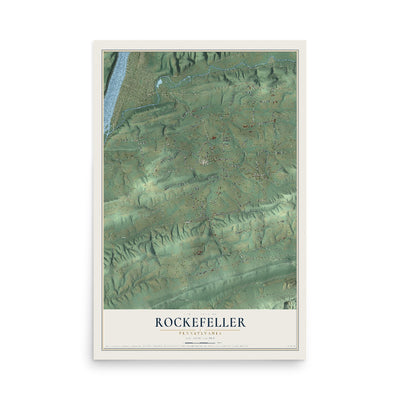 Map of Rockefeller, Pennsylvania, 12 x 18 inch unframed archival matte print