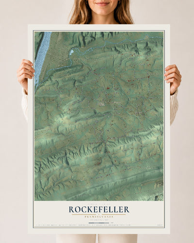 Map of Rockefeller, Pennsylvania, 24 x 36 inch unframed archival matte print