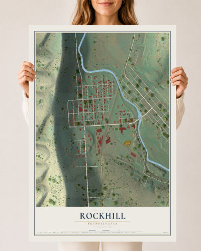 Map of Rockhill, Pennsylvania, 24 x 36 inch unframed archival matte print