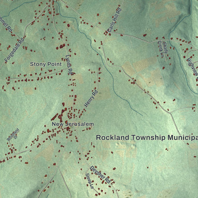 Close-up of the map of Rockland, Berks County, Pennsylvania print showing street and building detail