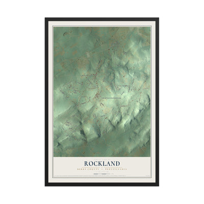 Map of Rockland, Berks County, Pennsylvania, 12 x 18 inch print in a black wood frame