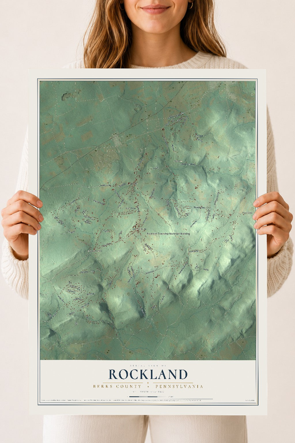 Map of Rockland, Berks County, Pennsylvania, 18 x 24 inch unframed archival matte print