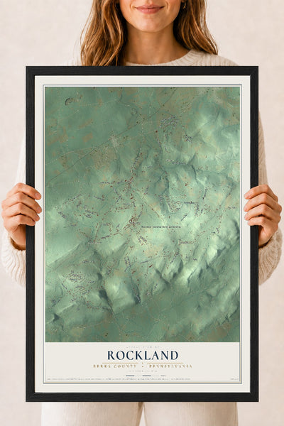 Map of Rockland, Berks County, Pennsylvania, 18 x 24 inch print in a black wood frame