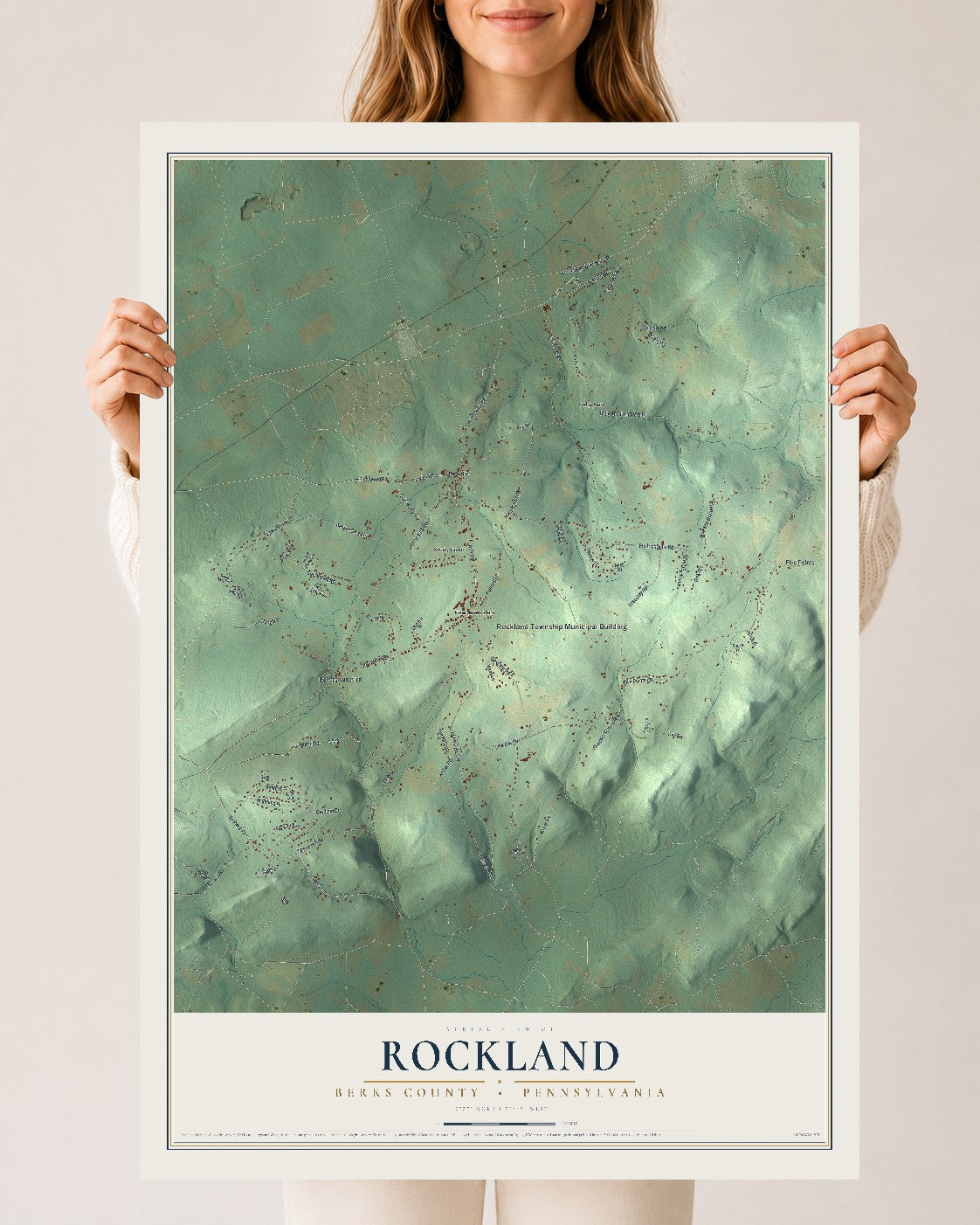 Map of Rockland, Berks County, Pennsylvania, 24 x 36 inch unframed archival matte print
