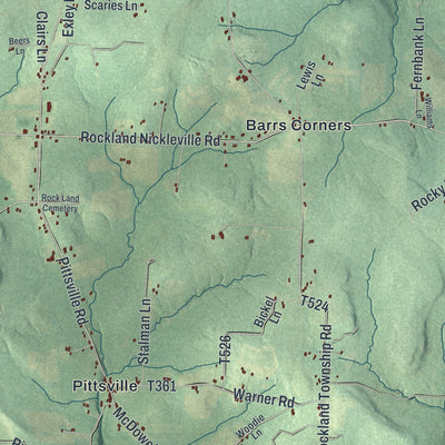 Close-up of the map of Rockland, Venango County, Pennsylvania print showing street and building detail