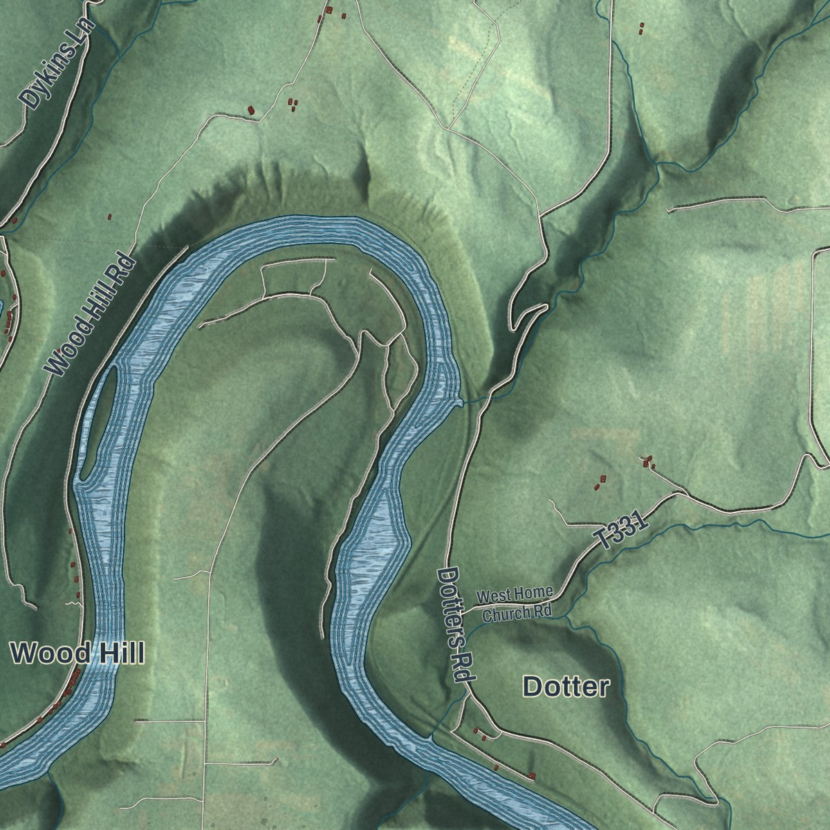 Second close-up of the map of Rockland, Venango County, Pennsylvania print showing more streets and buildings
