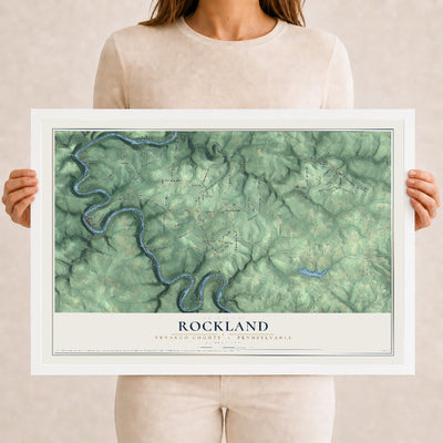 Map of Rockland, Venango County, Pennsylvania, 12 x 18 inch print in a white wood frame