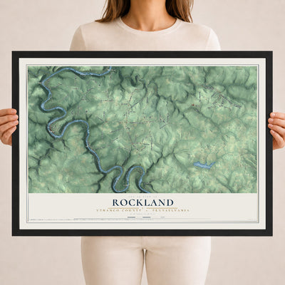 Map of Rockland, Venango County, Pennsylvania, 18 x 24 inch print in a black wood frame