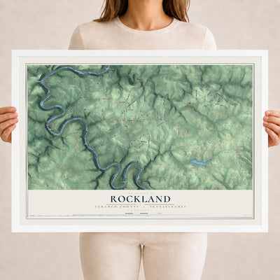 Map of Rockland, Venango County, Pennsylvania, 18 x 24 inch print in a white wood frame