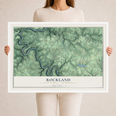 Map of Rockland, Venango County, Pennsylvania, 24 x 36 inch print in a white wood frame