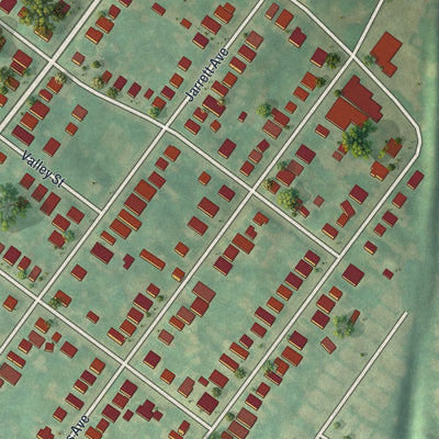 Second close-up of the map of Rockledge, Pennsylvania print showing more streets and buildings