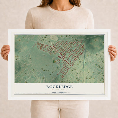 Map of Rockledge, Pennsylvania, 12 x 18 inch print in a white wood frame