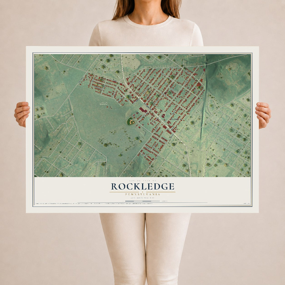 Map of Rockledge, Pennsylvania, 24 x 36 inch unframed archival matte print