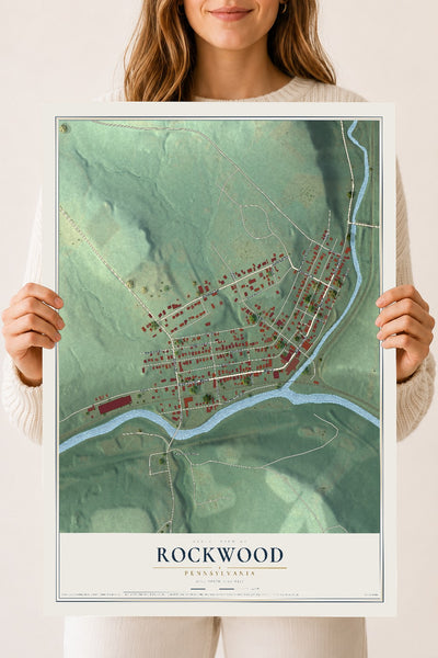 Map of Rockwood, Pennsylvania, 18 x 24 inch unframed archival matte print