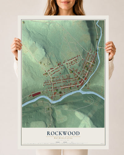 Map of Rockwood, Pennsylvania, 24 x 36 inch unframed archival matte print