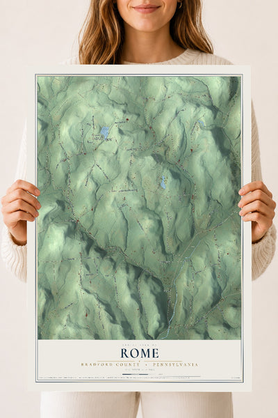 Map of Rome, Bradford County, Pennsylvania, 18 x 24 inch unframed archival matte print