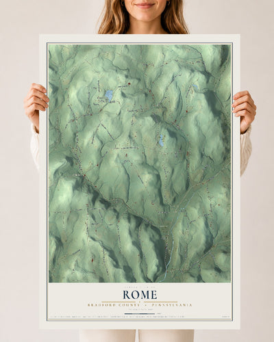 Map of Rome, Bradford County, Pennsylvania, 24 x 36 inch unframed archival matte print