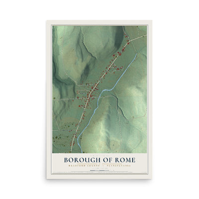Map of the Borough of Rome, Bradford County, Pennsylvania, 12 x 18 inch unframed archival matte print