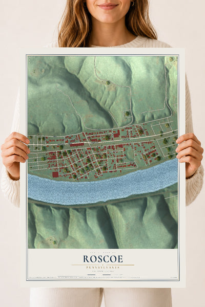 Map of Roscoe, Pennsylvania, 18 x 24 inch unframed archival matte print
