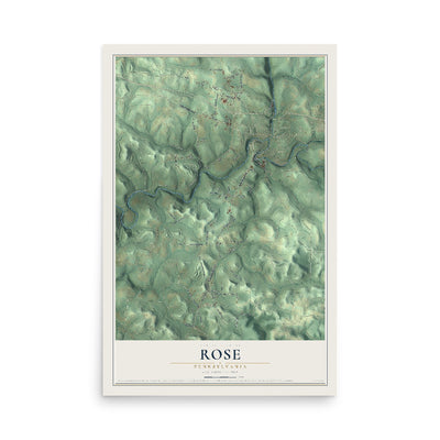 Map of Rose, Pennsylvania, 12 x 18 inch unframed archival matte print
