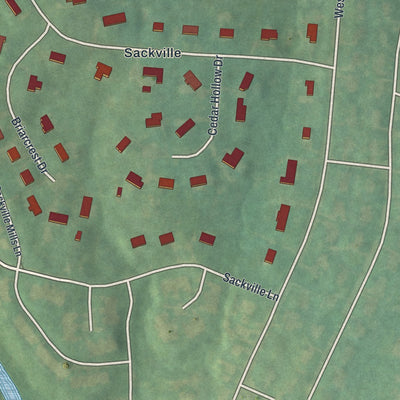 Close-up of the map of Rose Valley, Pennsylvania print showing street and building detail