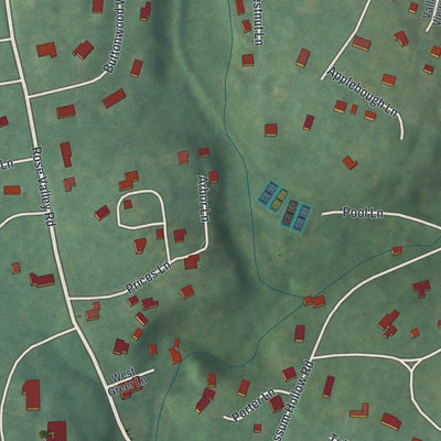 Second close-up of the map of Rose Valley, Pennsylvania print showing more streets and buildings