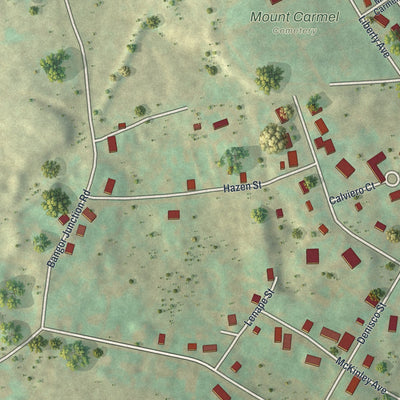 Second close-up of the map of Roseto, Pennsylvania print showing more streets and buildings
