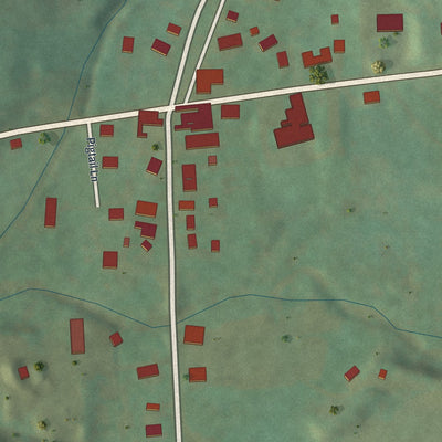 Second close-up of the map of Roseville, Pennsylvania print showing more streets and buildings