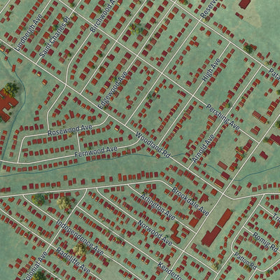 Close-up of the map of Roslyn, Pennsylvania print showing street and building detail