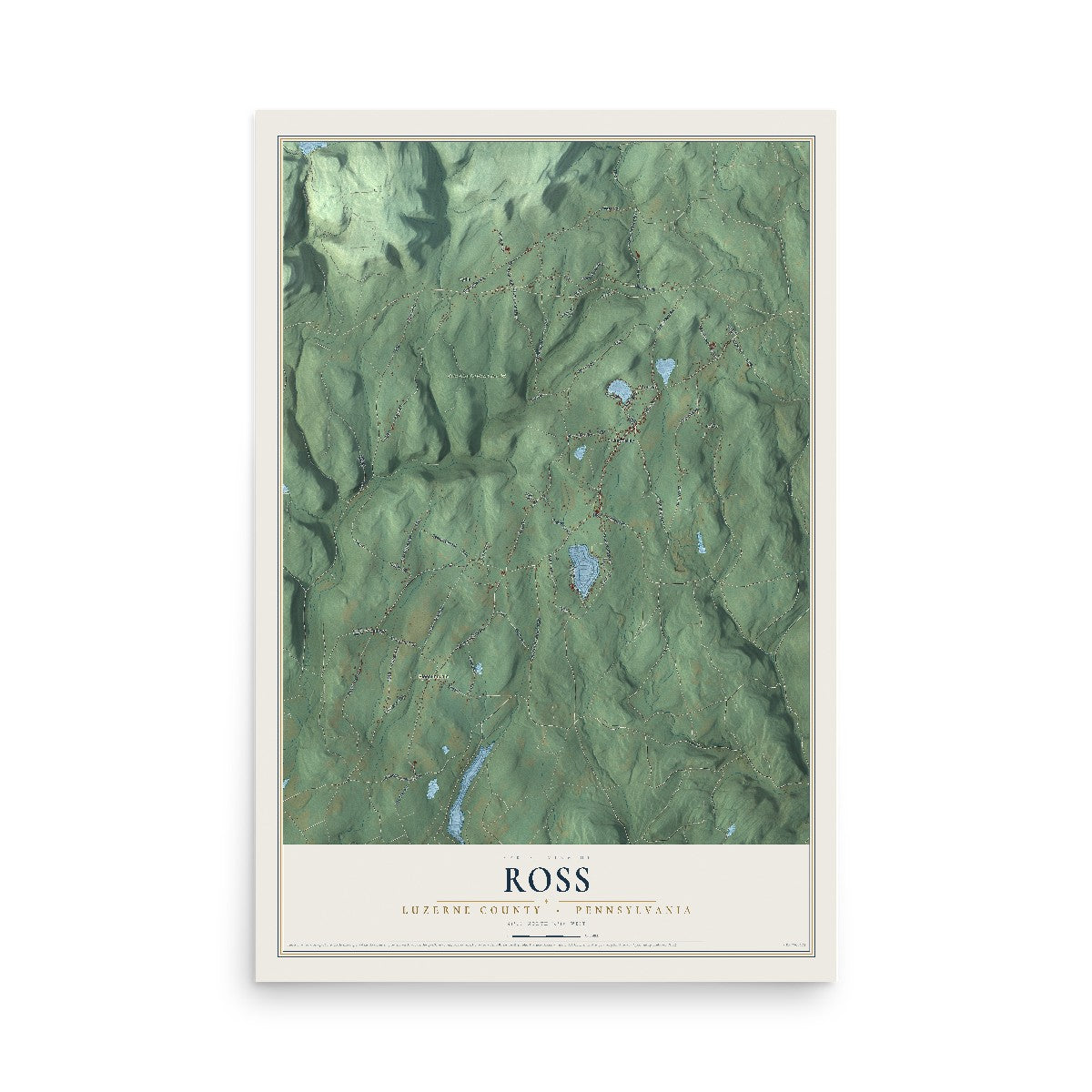 Map of Ross, Luzerne County, Pennsylvania, 12 x 18 inch unframed archival matte print