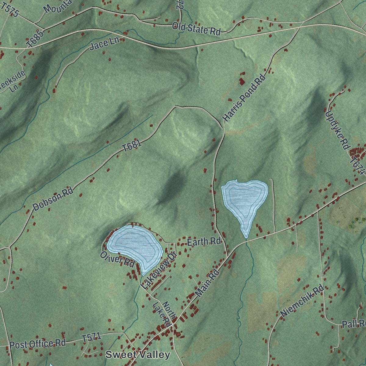 Close-up of the map of Ross, Luzerne County, Pennsylvania print showing street and building detail