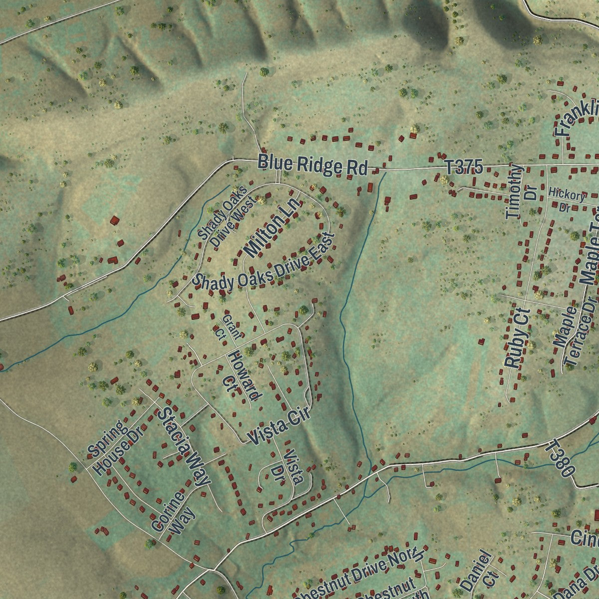 Second close-up of the map of Ross, Monroe County, Pennsylvania print showing more streets and buildings