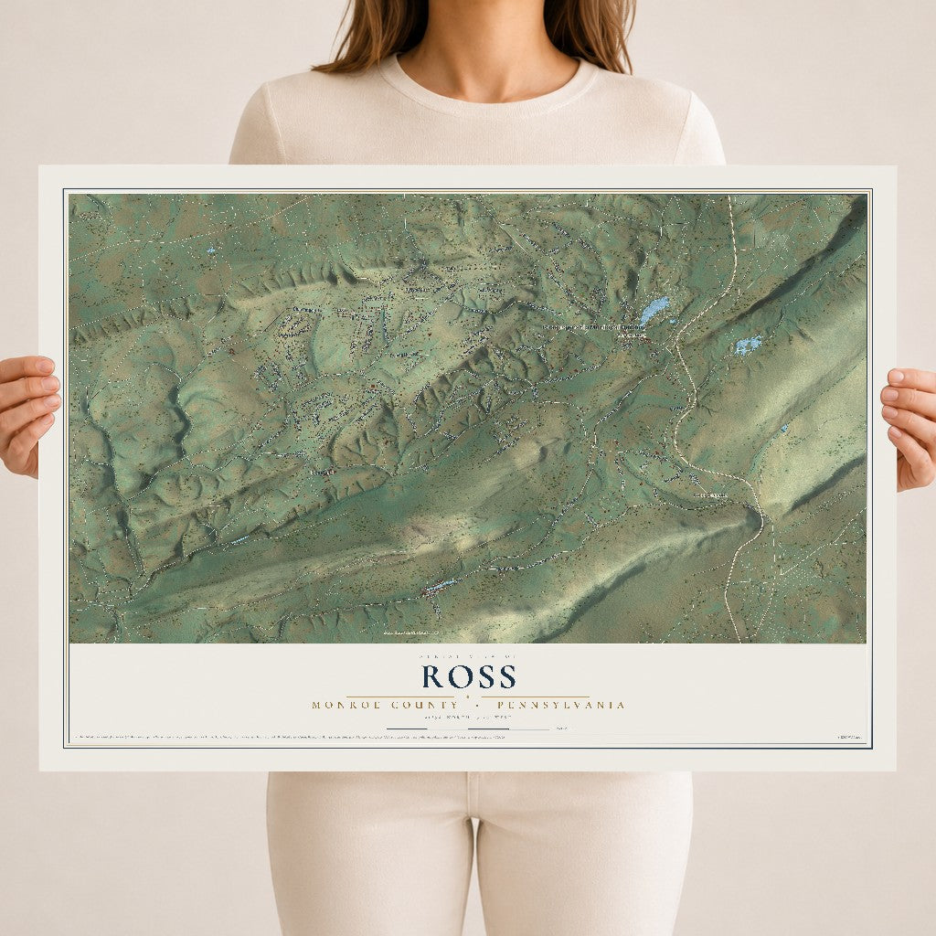 Map of Ross, Monroe County, Pennsylvania, 18 x 24 inch unframed archival matte print