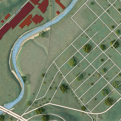 Second close-up of the map of Rosslyn Farms, Pennsylvania print showing more streets and buildings
