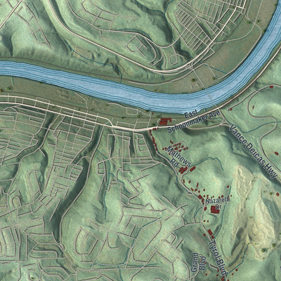 Second close-up of the map of Rostraver, Pennsylvania print showing more streets and buildings