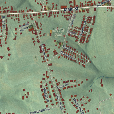 Close-up of the map of Rothsville, Pennsylvania print showing street and building detail