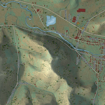 Close-up of the map of Roulette, Pennsylvania print showing street and building detail