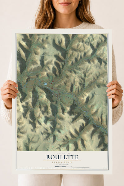 Map of Roulette, Pennsylvania, 18 x 24 inch unframed archival matte print