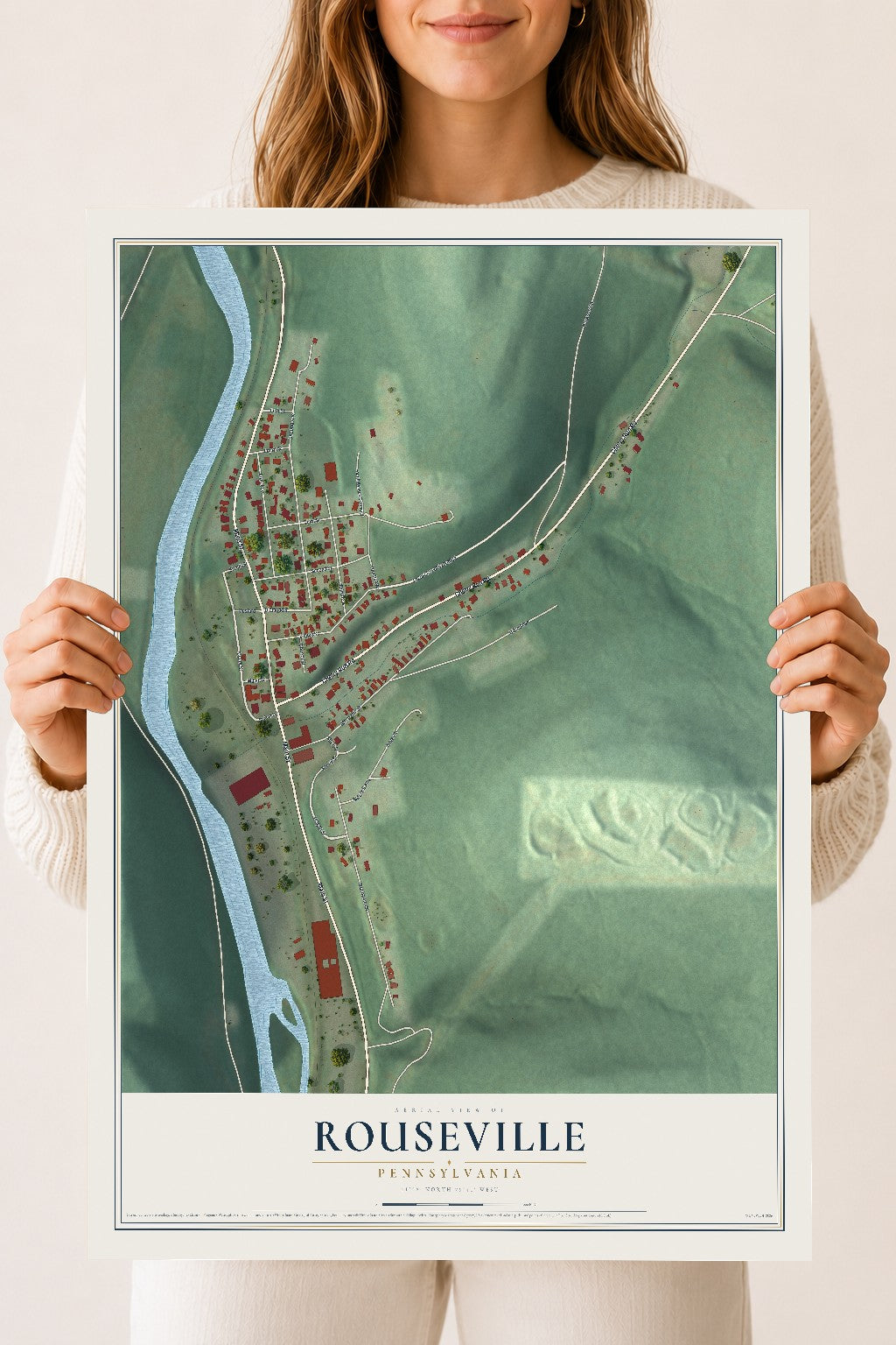 Map of Rouseville, Pennsylvania, 18 x 24 inch unframed archival matte print